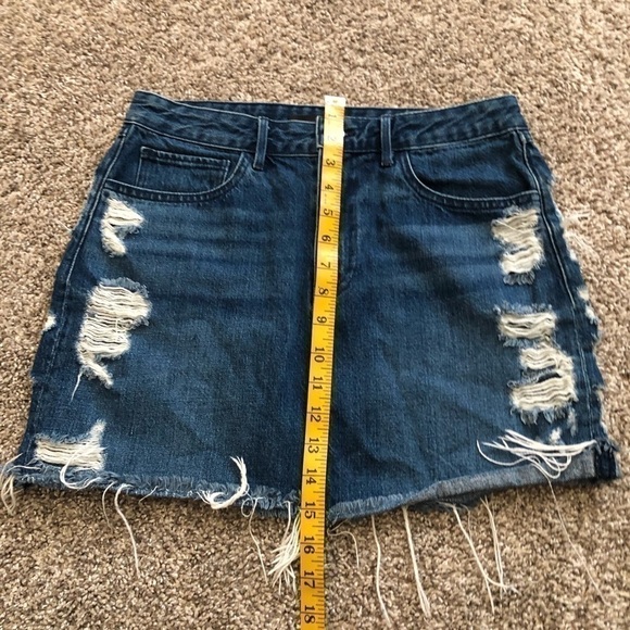 3X1 distressed Celine denim raw hem skirt - Picture 6 of 9